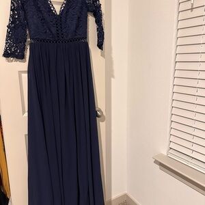 Lulu's Navy Long Sleeve Lace Dress